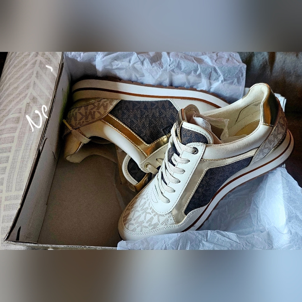 Michael Kors Women's Gold and Navy Sneakers